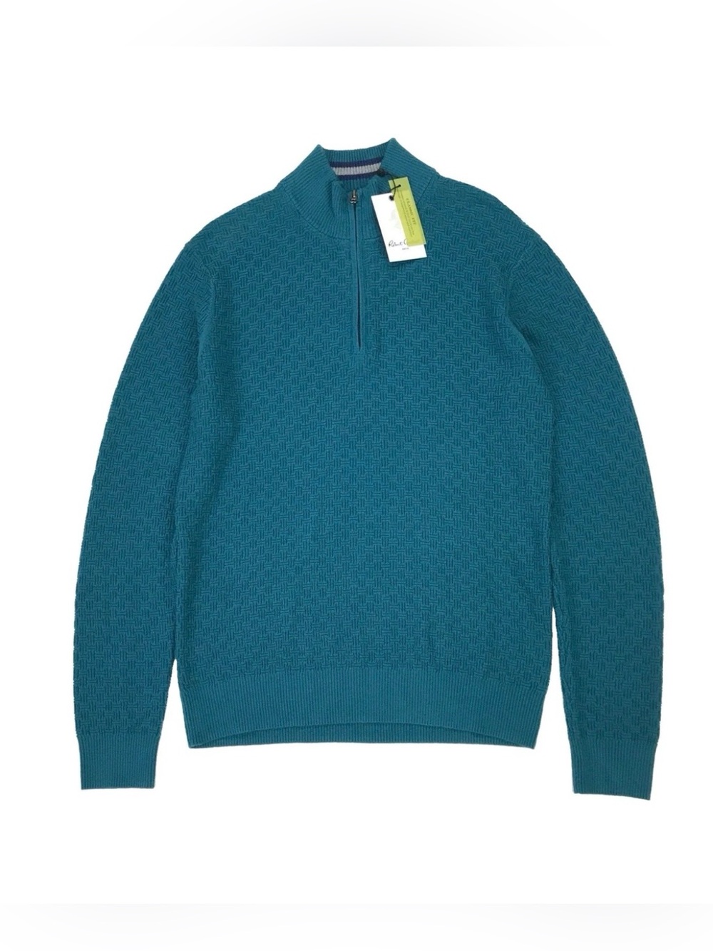 Robert Graham Reisman Quarter Zip Sweater Mens Small S Teal Sweatshirt Pullover